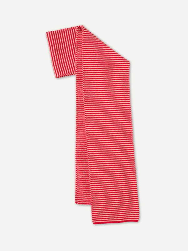 LARGE GARTER STITCH SCARF POPPY & OATMEAL sold by Jo Gordon