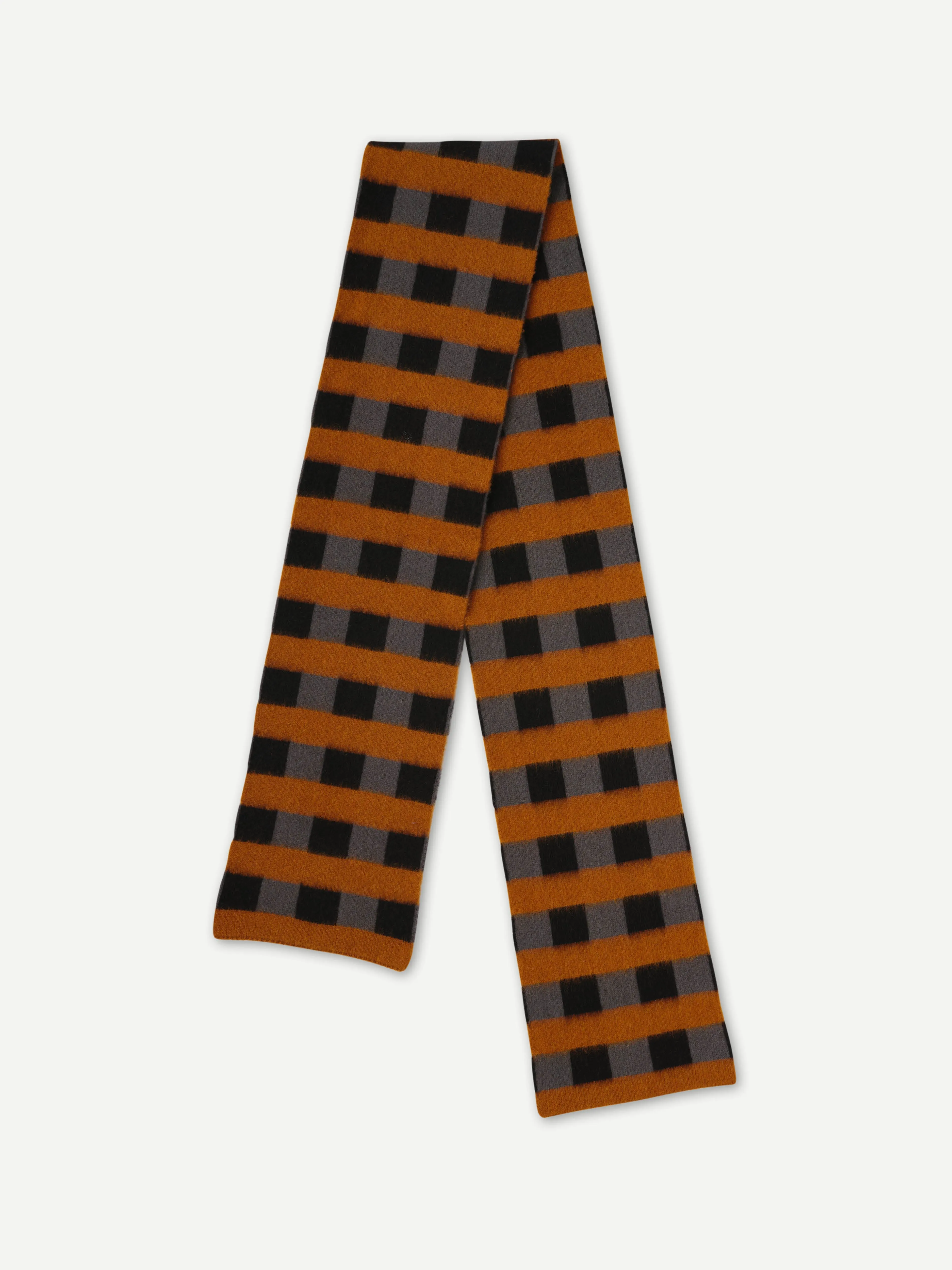 BRUSHED CHECK & STRIPE SCARF BLACK & DRILL GREY sold by Jo Gordon