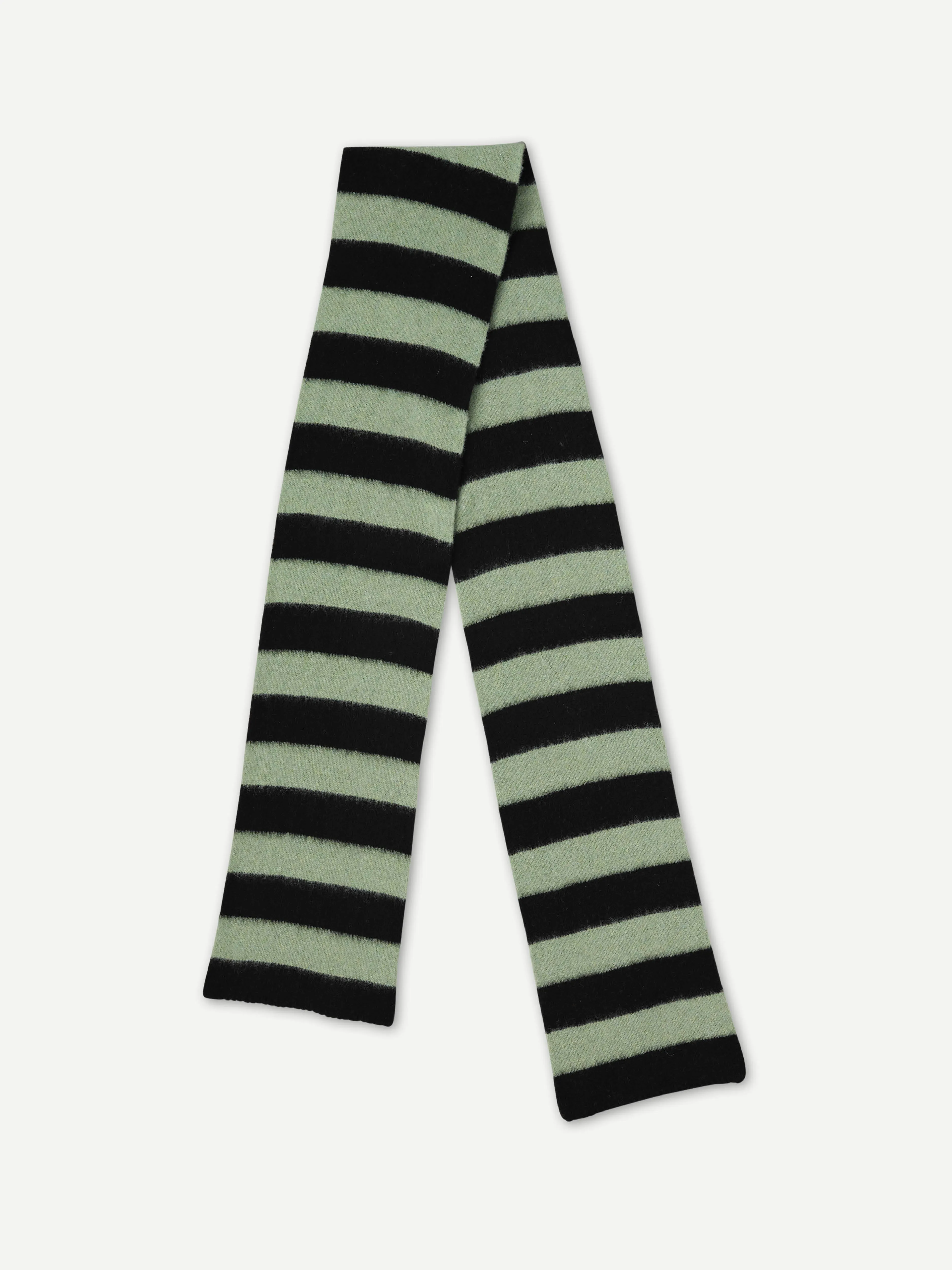 BRUSHED STRIPE SCARF BLACK & SAGE sold by Jo Gordon
