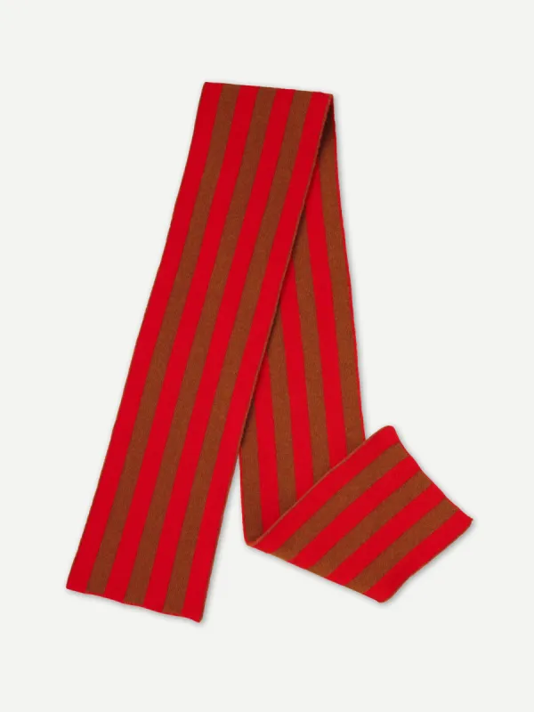BRUSHED VERTICAL STRIPE SCARF POPPY & CUMIN sold by Jo Gordon