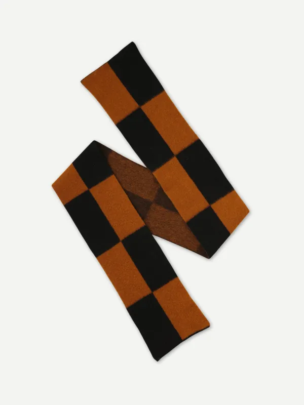 BRUSHED TWO COLOUR BIG RECTANGLES SCARF BLACK & CUMIN sold by Jo Gordon