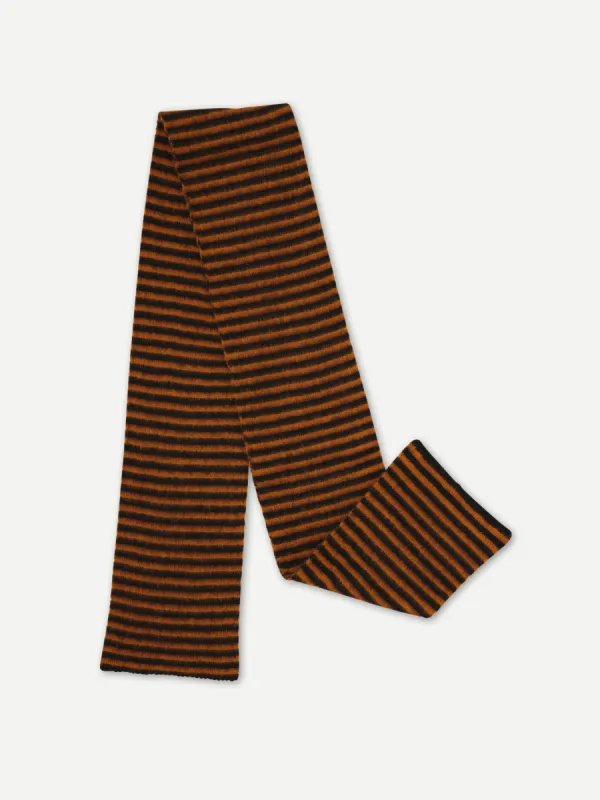 BRUSHED NARROW STRIPE SCARF BLACK & CUMIN sold by Jo Gordon