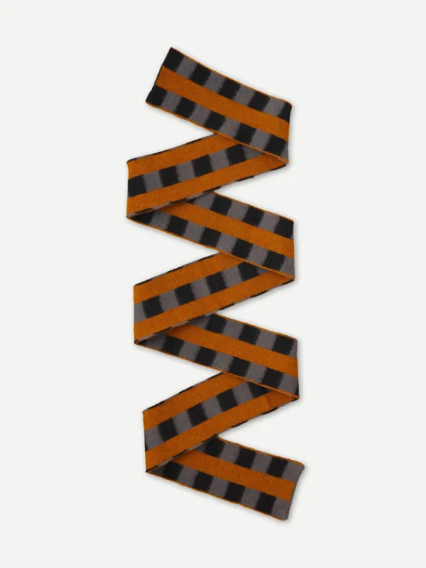 LONG CHECK AND STRIPE BRUSHED SCARF BLACK & DRILL GREY sold by Jo Gordon