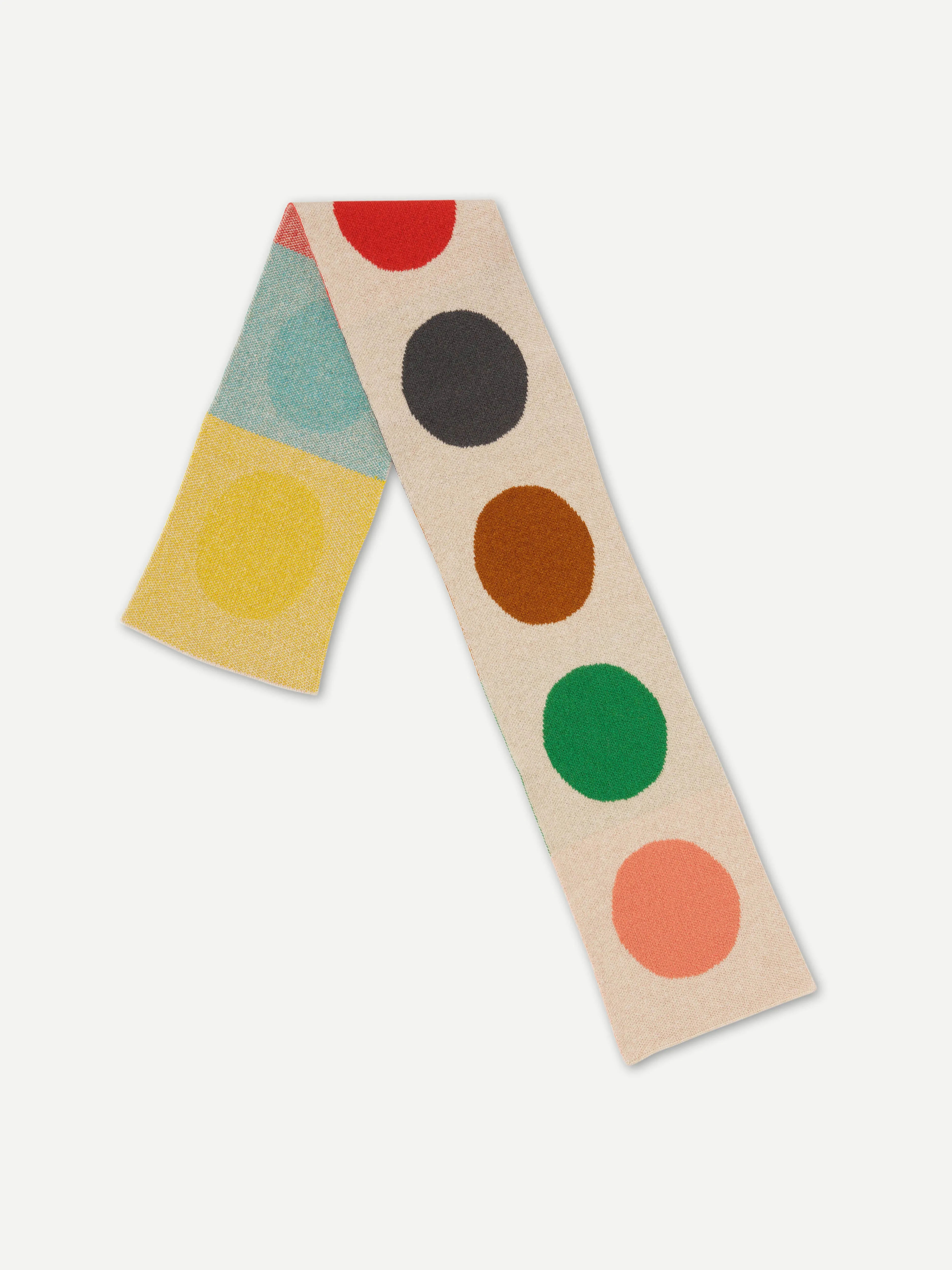 SMALL MULTICOLOUR SPOT SCARF OATMEAL sold by Jo Gordon