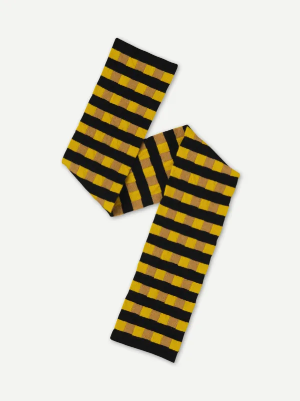 SMALL CHECK AND STRIPE SCARF TURMERIC & BULLION sold by Jo Gordon