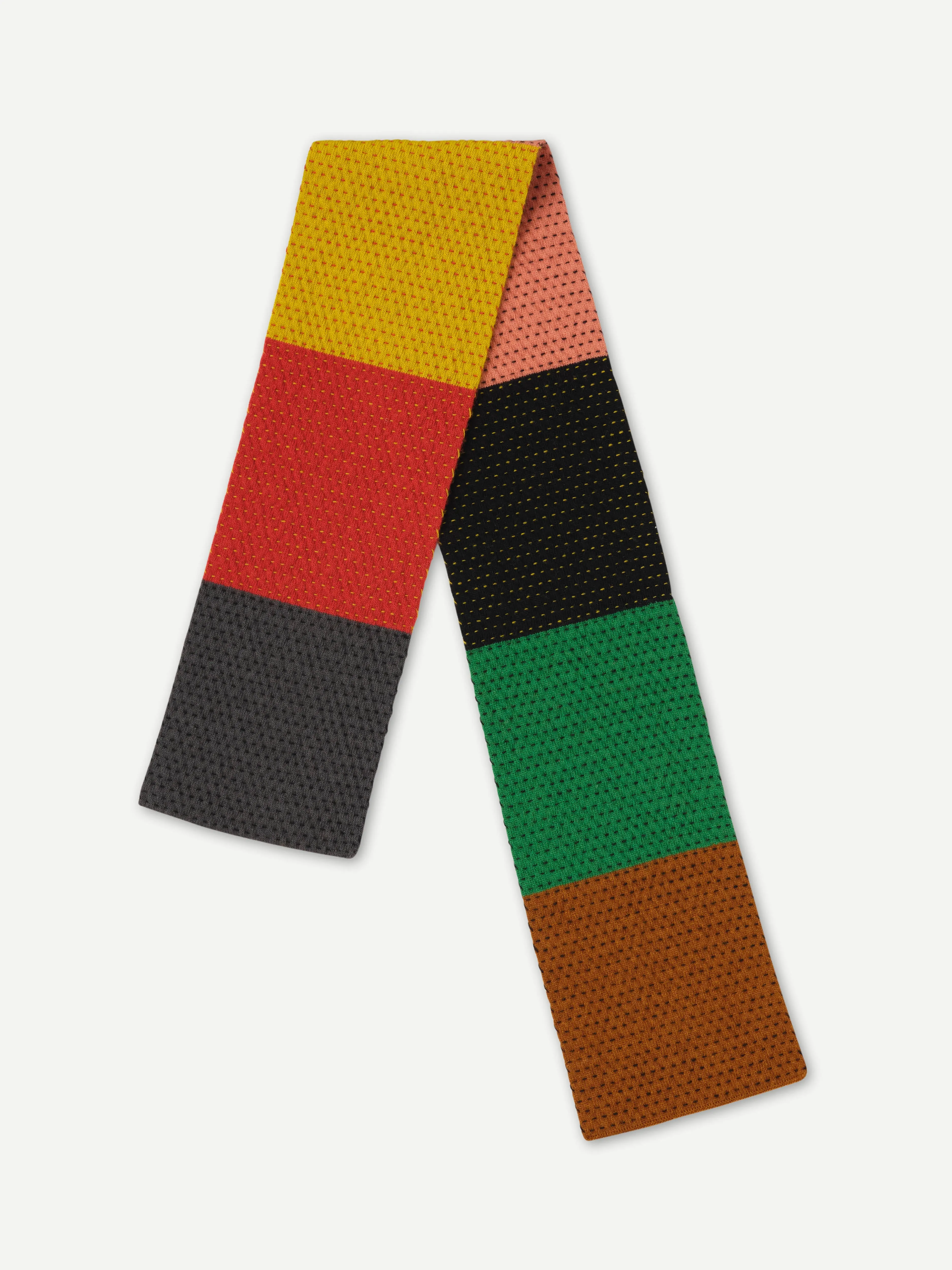 SMALL COLOURBLOCK STITCHED SCARF MULTICOLOUR sold by Jo Gordon