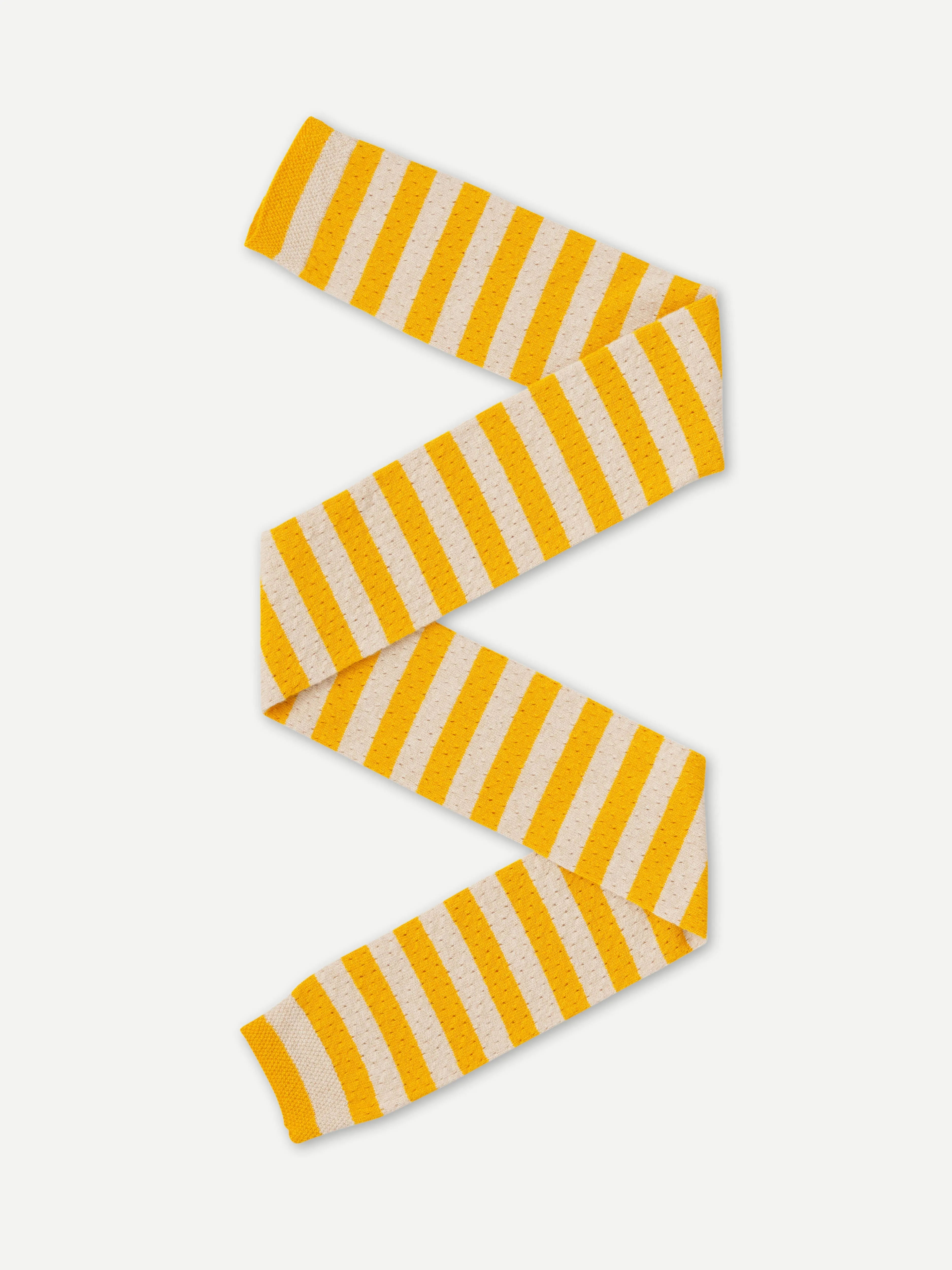 SMALL POINTELLE STRIPE SCARF GOLDEN EYE & OATMEAL sold by Jo Gordon