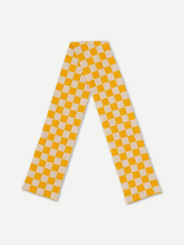 SMALL CHEQUERED SCARF GOLDEN EYE & OATMEAL sold by Jo Gordon