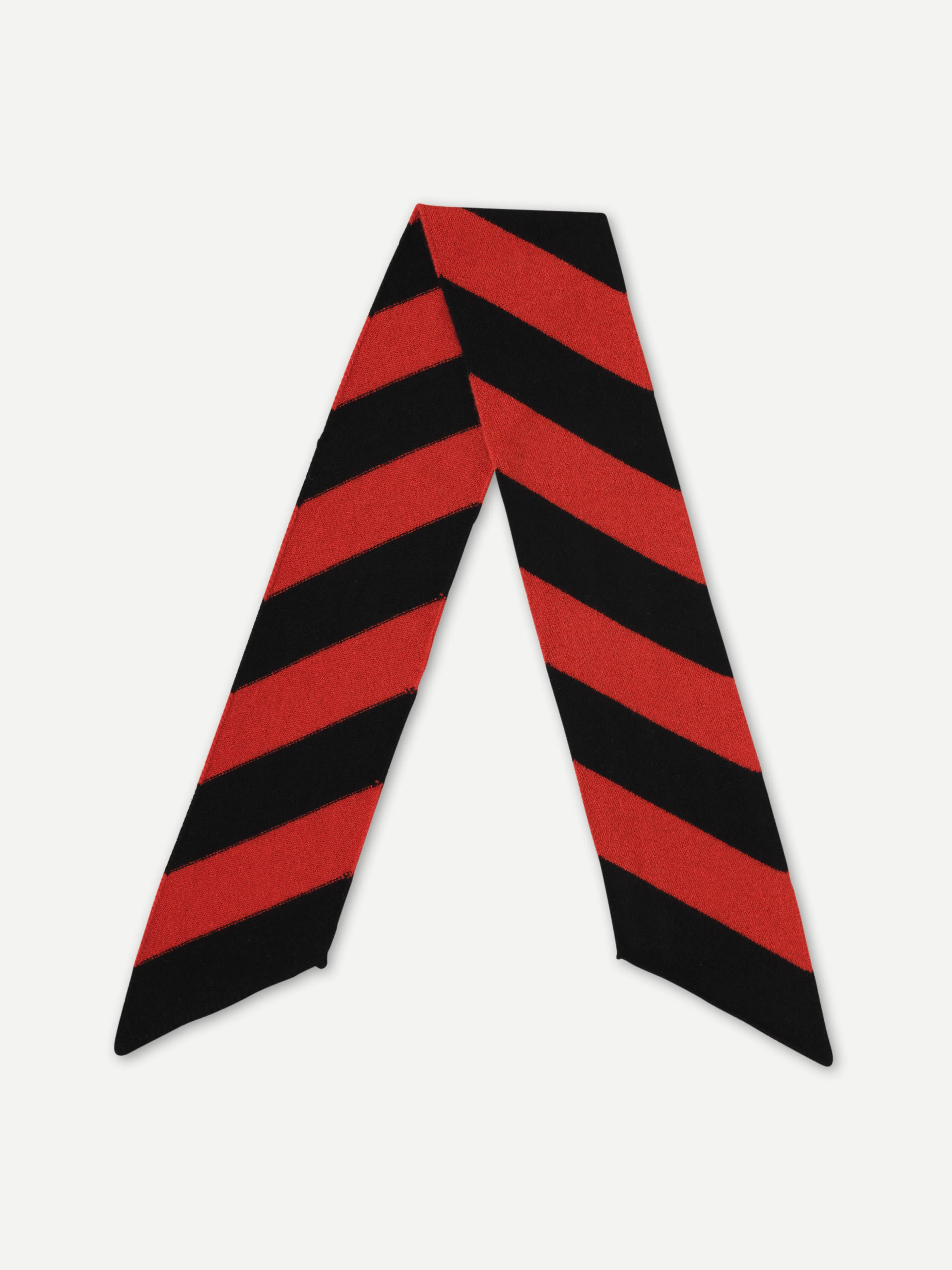 SMALL DIAGONAL STRIPE SCARF BLACK & RED DULSE sold by Jo Gordon