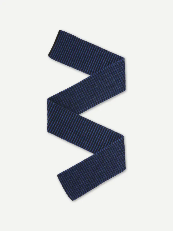 SMALL THIN STRIPE GARTER STITCH SCARF BLACK & NIGHTSKY sold by Jo Gordon