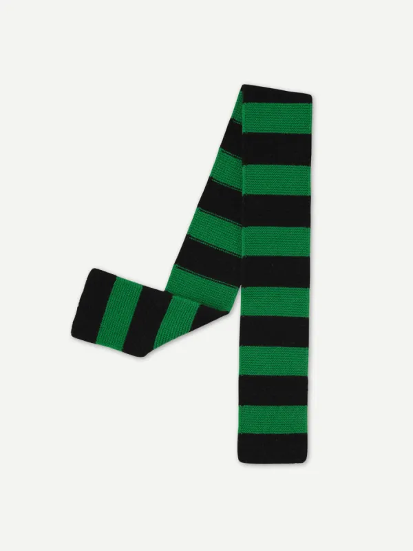 SMALL BOLD STRIPE GARTER STITCH SCARF BLACK & PAGODA sold by Jo Gordon