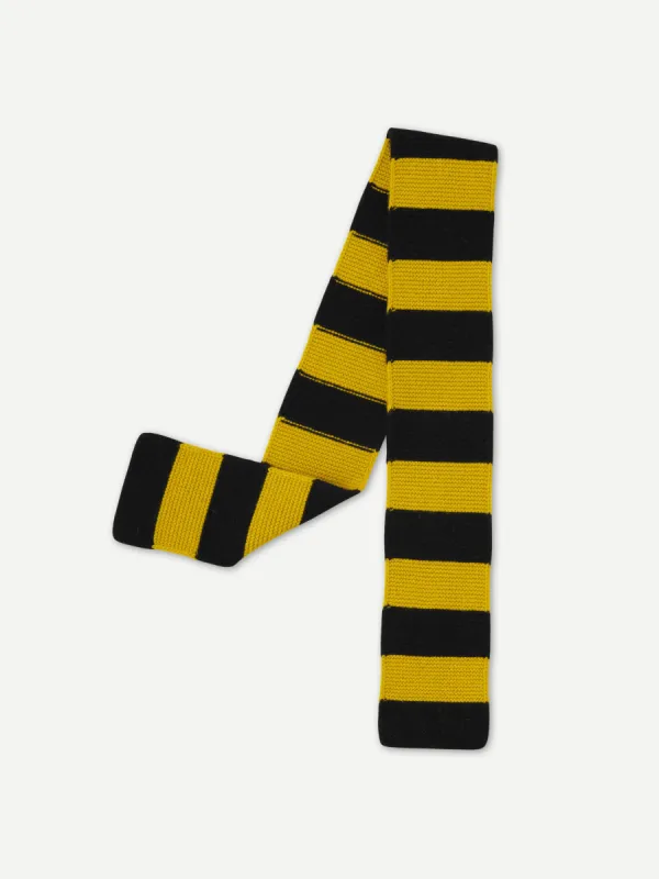 SMALL BOLD STRIPE GARTER STITCH SCARF BLACK & TURMERIC sold by Jo Gordon