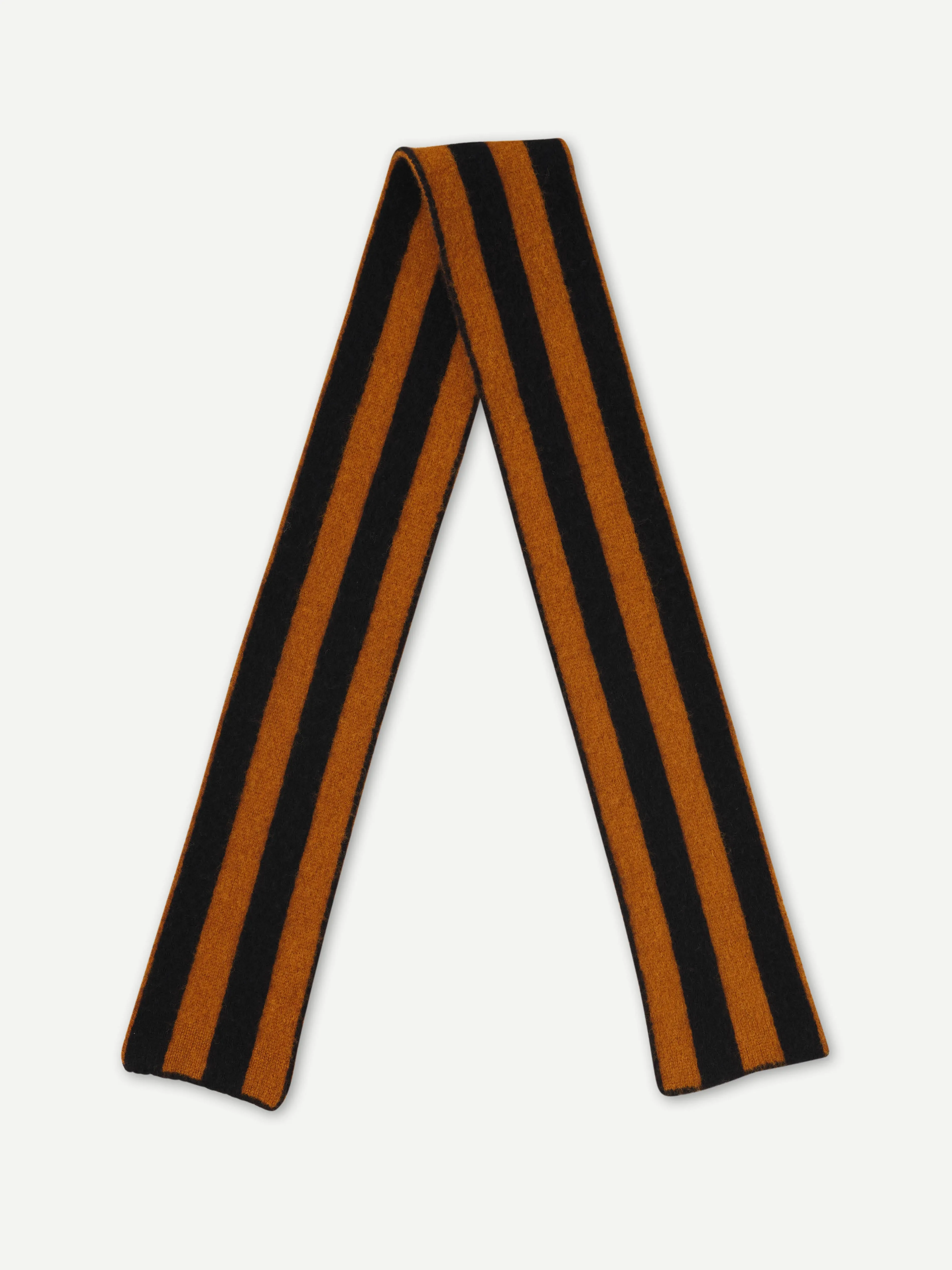 SMALL BRUSHED VERTICAL STRIPE SCARF BLACK & CUMIN sold by Jo Gordon