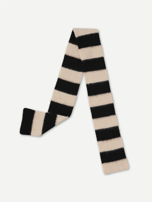 SMALL BRUSHED STRIPE SCARF BLACK & OATMEAL sold by Jo Gordon