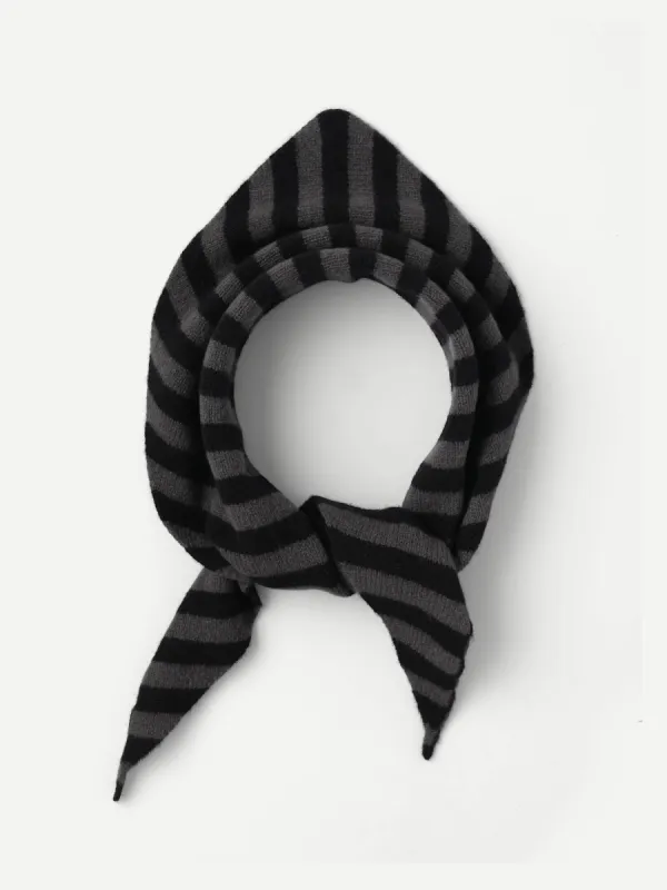 STRIPE TRIANGLE NECKERCHIEF BLACK & DRILL GREY sold by Jo Gordon