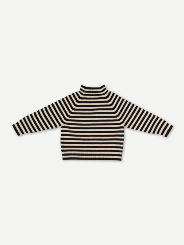 STRIPE FELTED JUMPER BLACK & OATMEAL sold by Jo Gordon