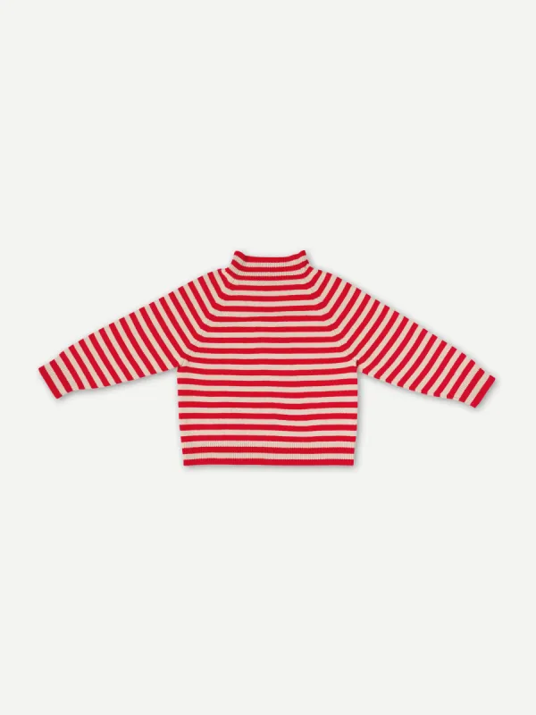 STRIPE FELTED JUMPER POPPY & OATMEAL sold by Jo Gordon