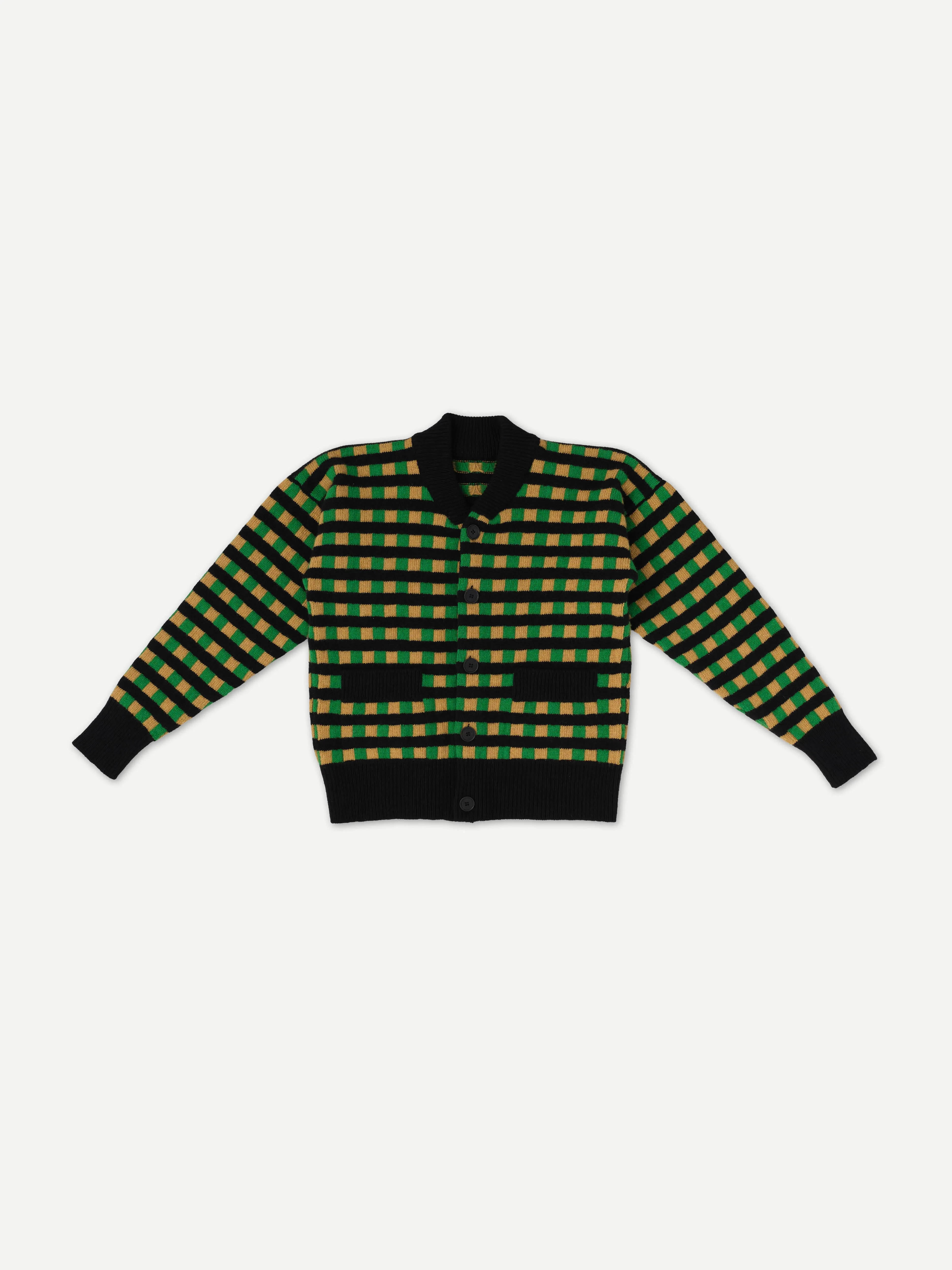 STRIPE AND CHECK CARDIGAN PAGODA & BULLION sold by Jo Gordon