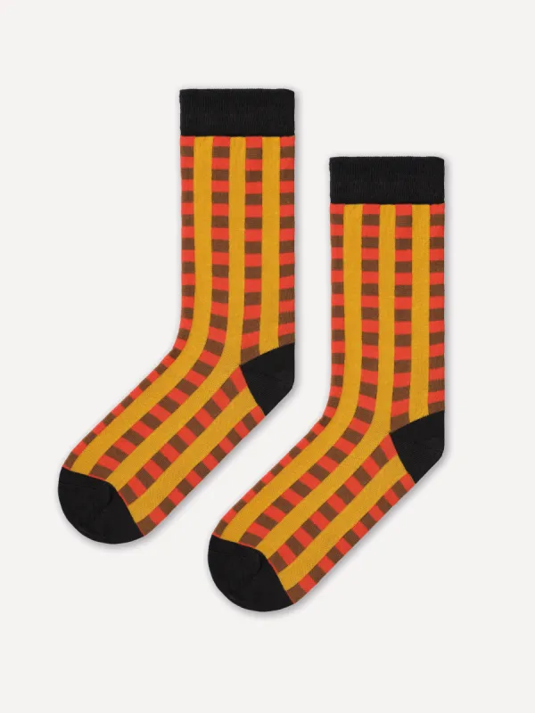 CHECK AND STRIPE YELLOW ANKLE SOCKS sold by Jo Gordon
