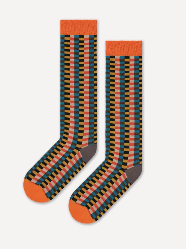 MULTICOLOUR RECTANGLES KNEE SOCKS sold by Jo Gordon