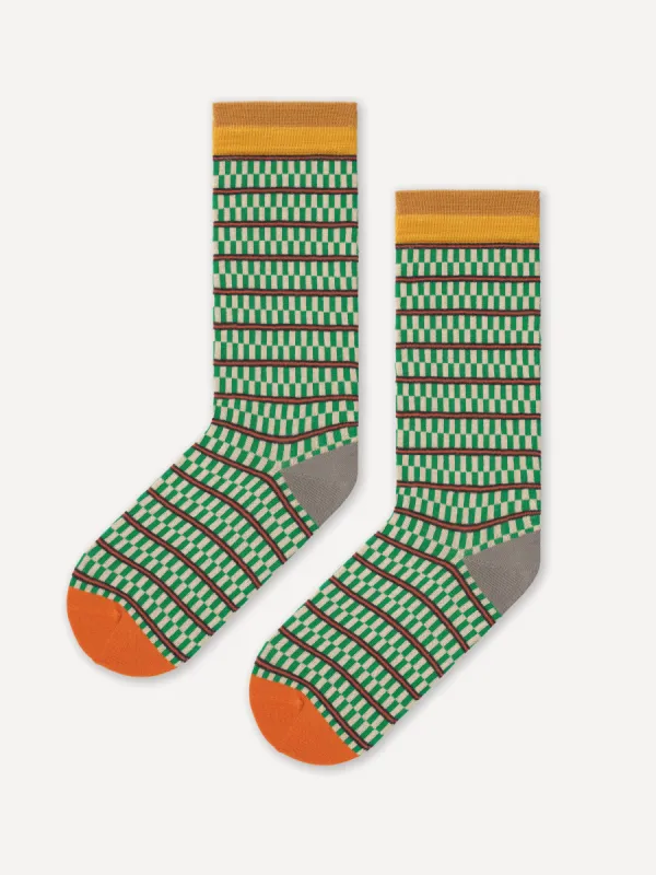 STRIPE AND RECTANGLE GREEN ANKLE SOCKS sold by Jo Gordon