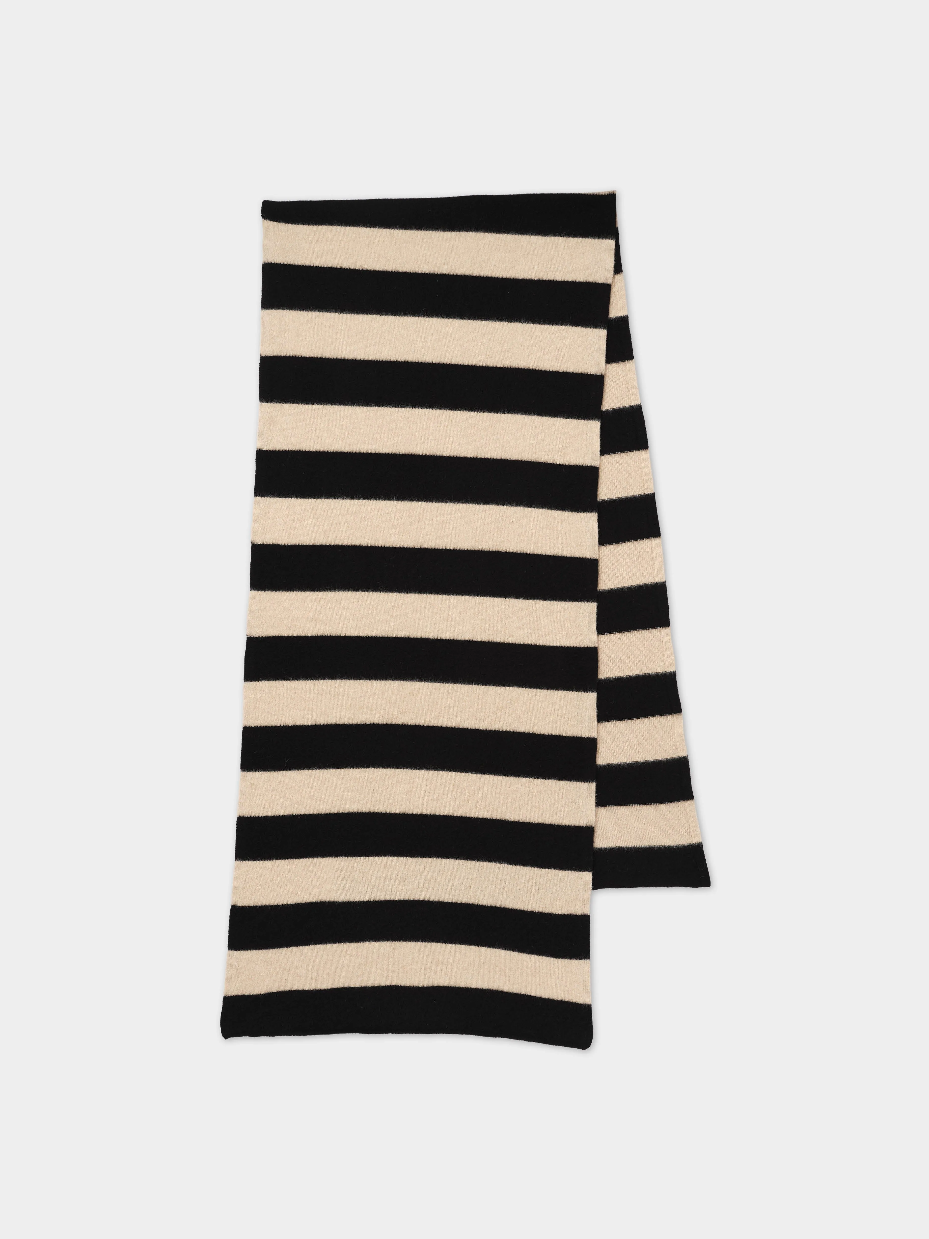 STRIPE BRUSHED BLANKET SCARF BLACK & OATMEAL sold by Jo Gordon