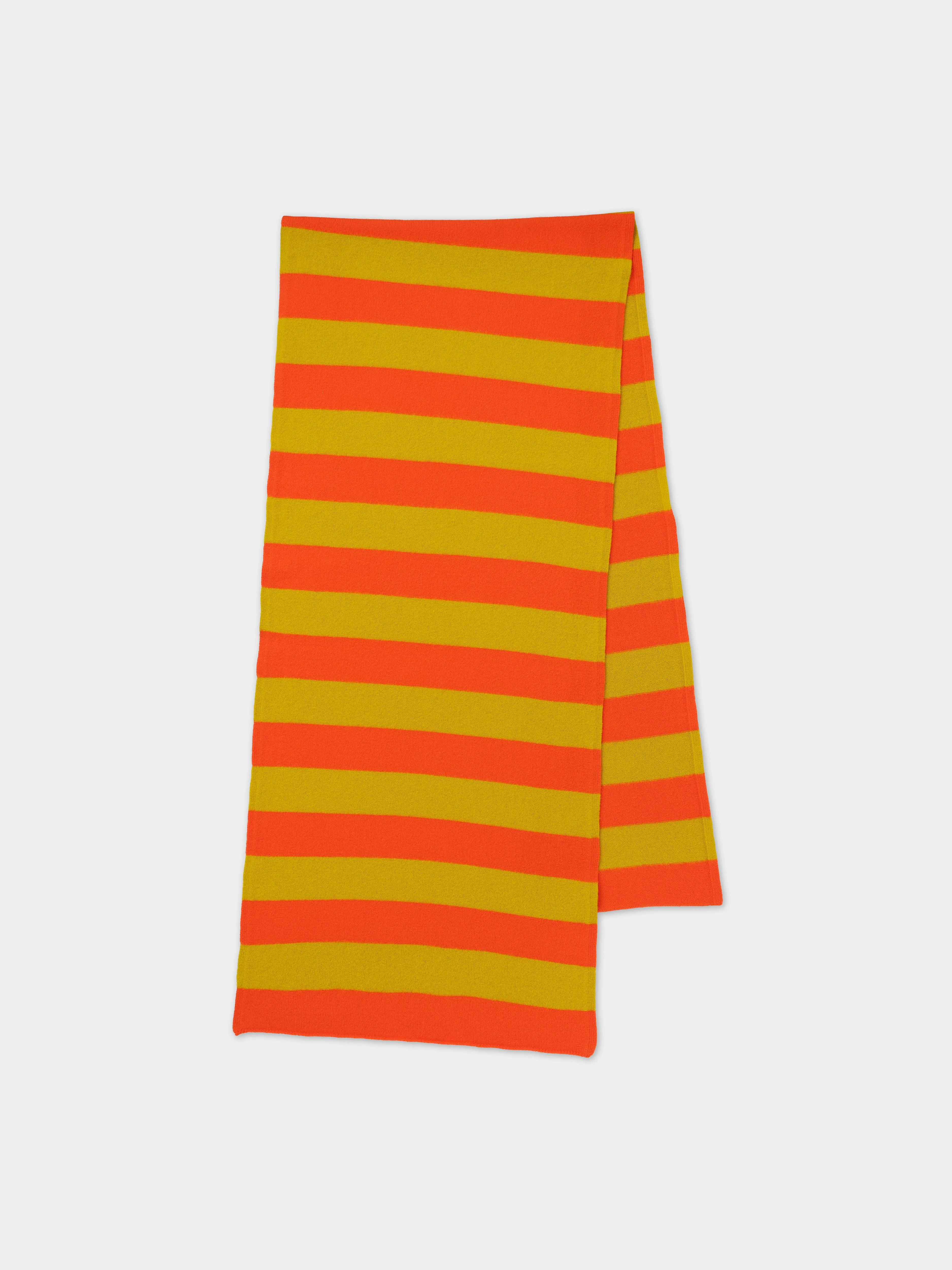 STRIPE BRUSHED BLANKET SCARF ORANGE GLOSS & TURMERIC sold by Jo Gordon