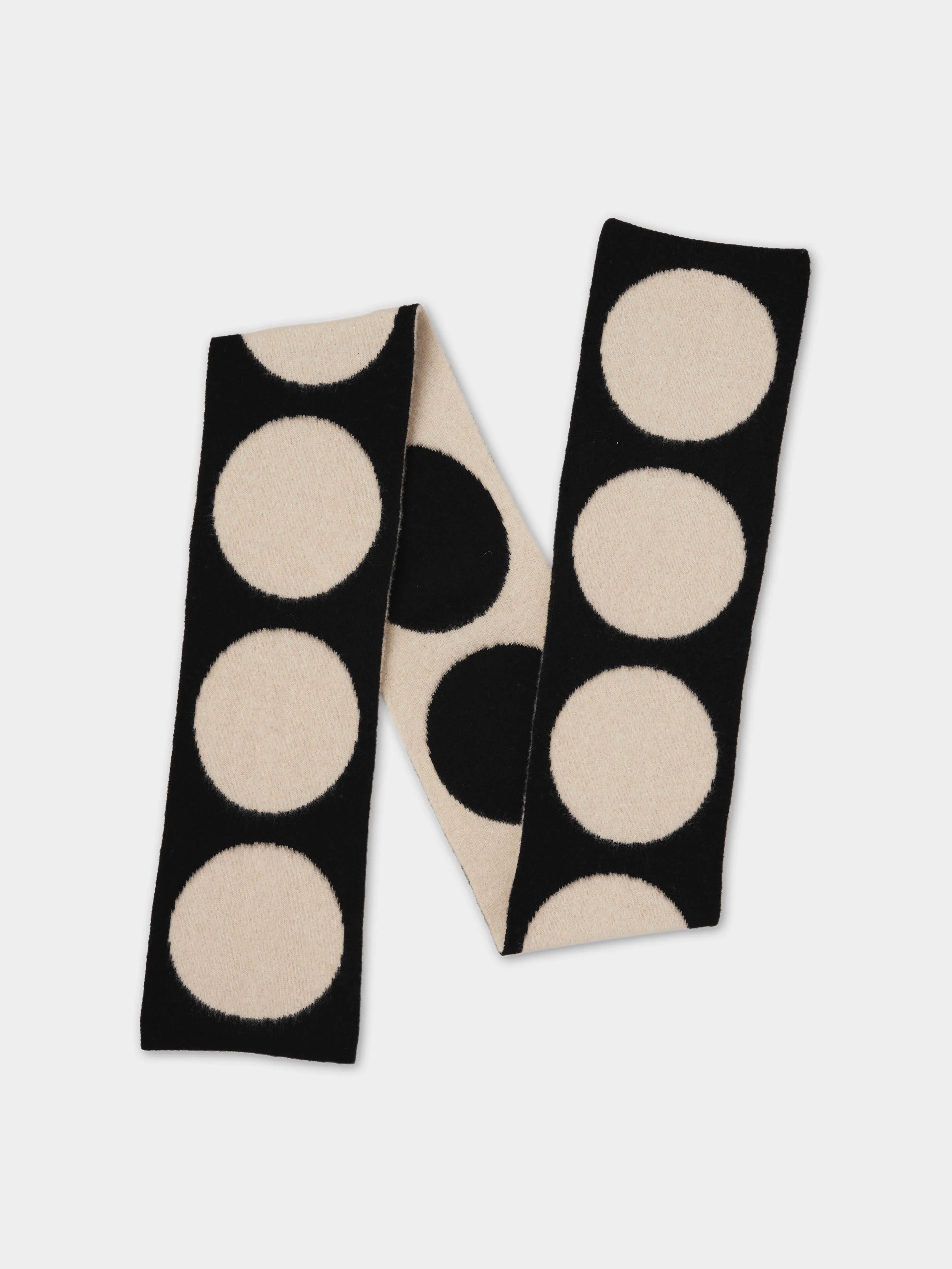 BRUSHED SPOT SCARF BLACK & OATMEAL sold by Jo Gordon