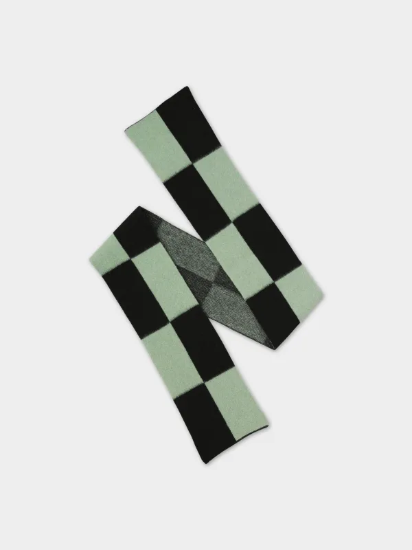 BRUSHED BIG RECTANGLES SCARF BLACK & SAGE sold by Jo Gordon