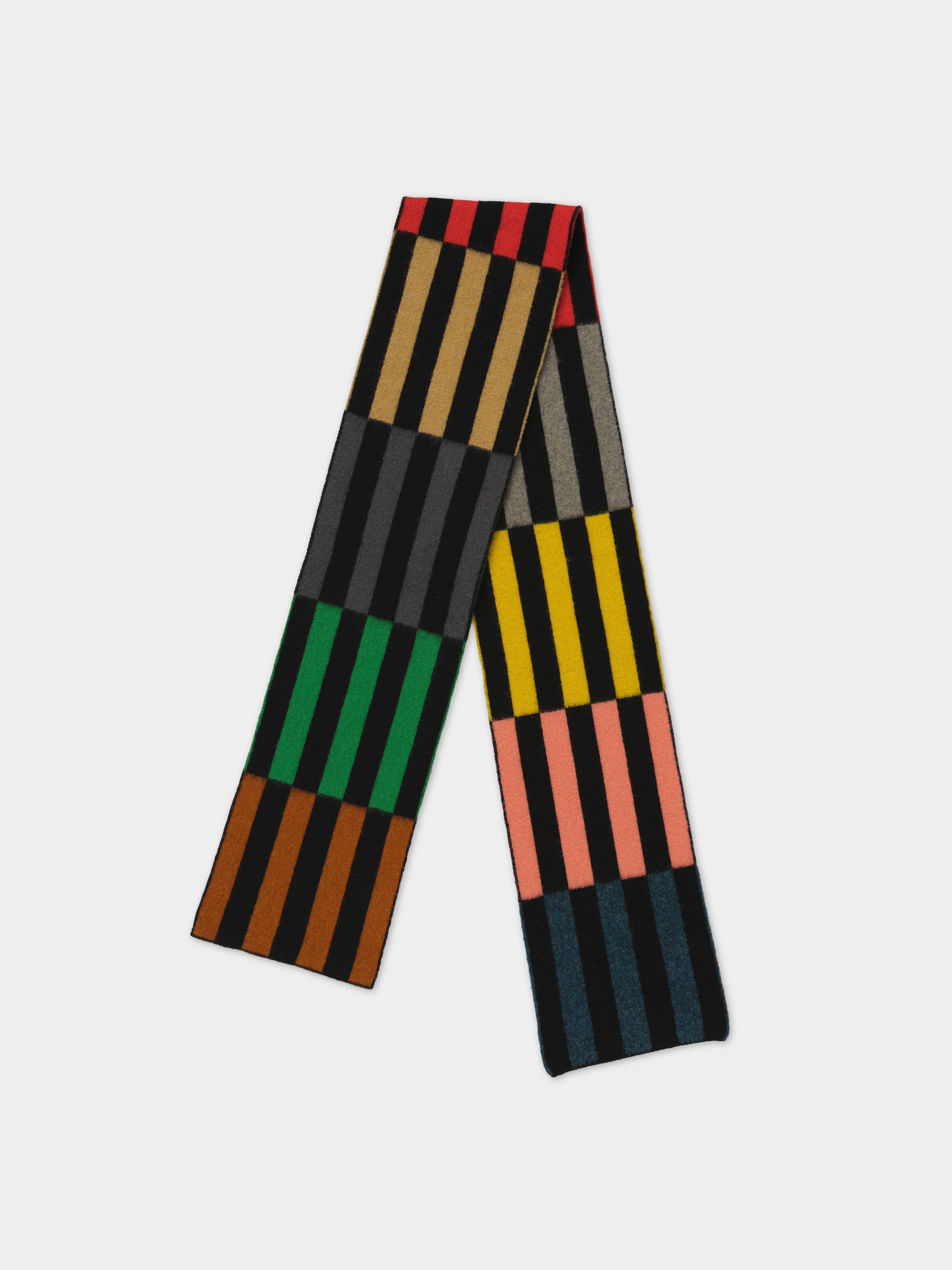 BRUSHED MULTICOLOUR THIN RECTANGLES SCARF sold by Jo Gordon