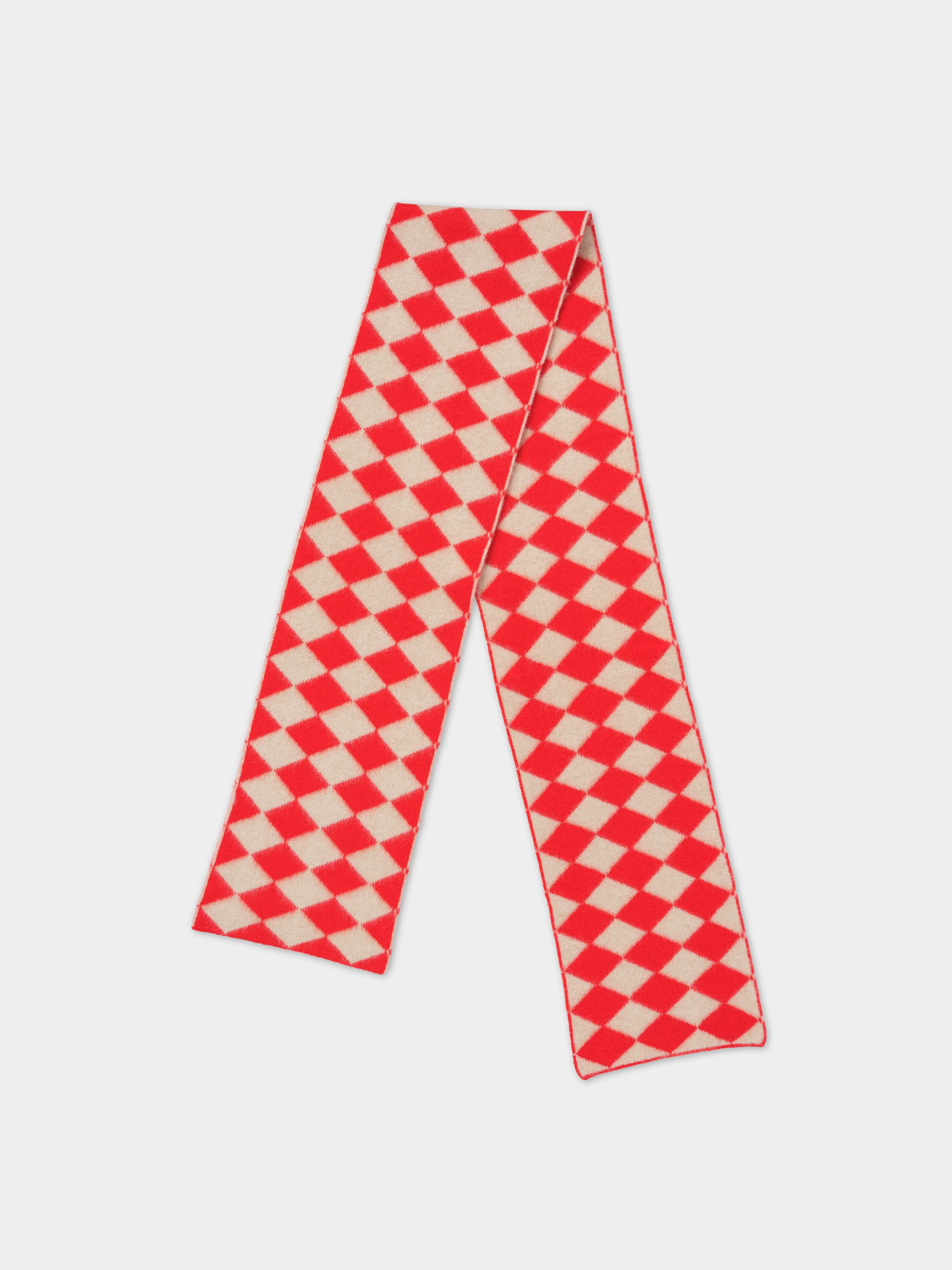 BRUSHED DIAMOND SCARF POPPY & OATMEAL sold by Jo Gordon