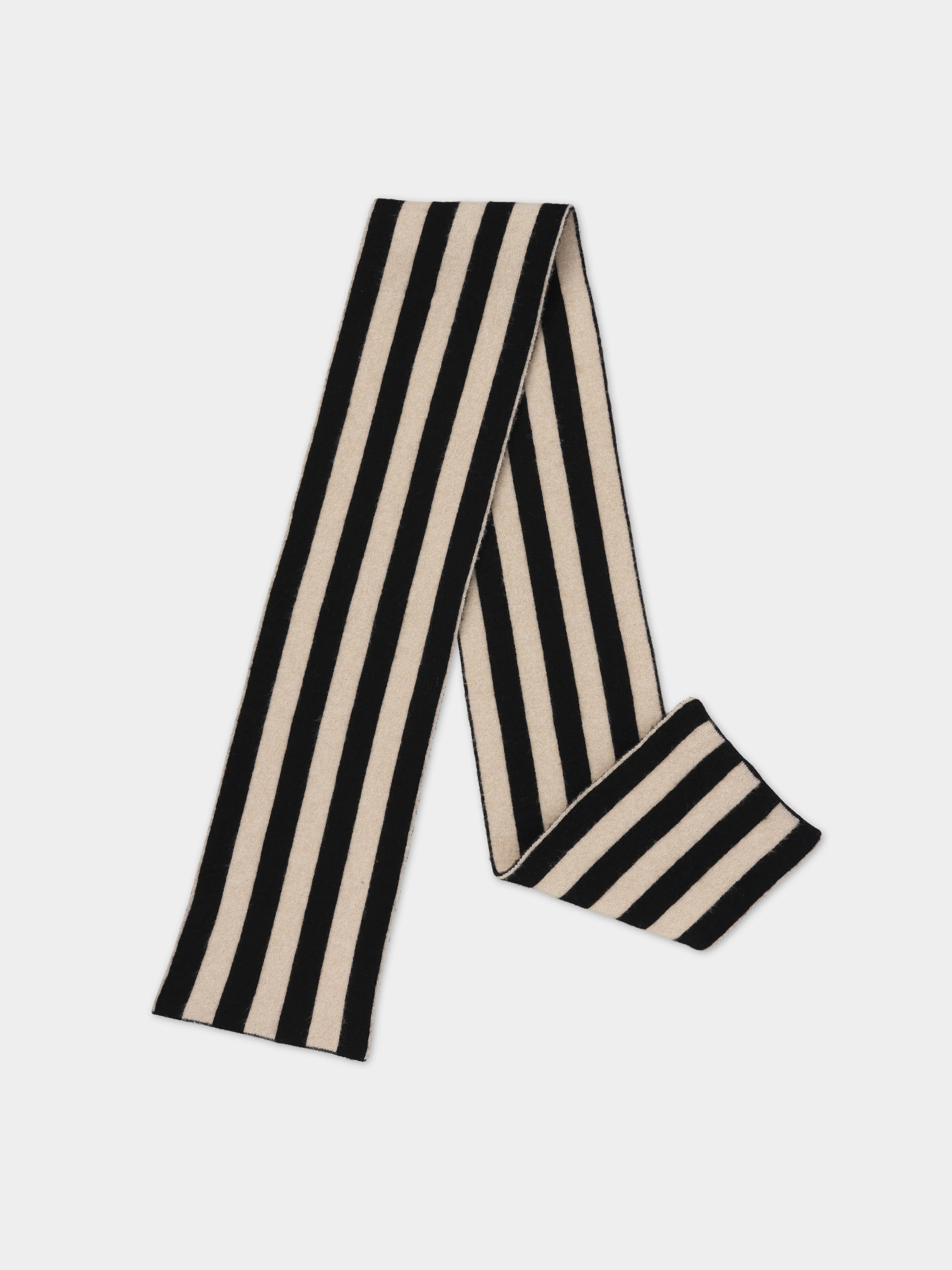 BRUSHED VERTICAL STRIPE SCARF BLACK & OATMEAL sold by Jo Gordon
