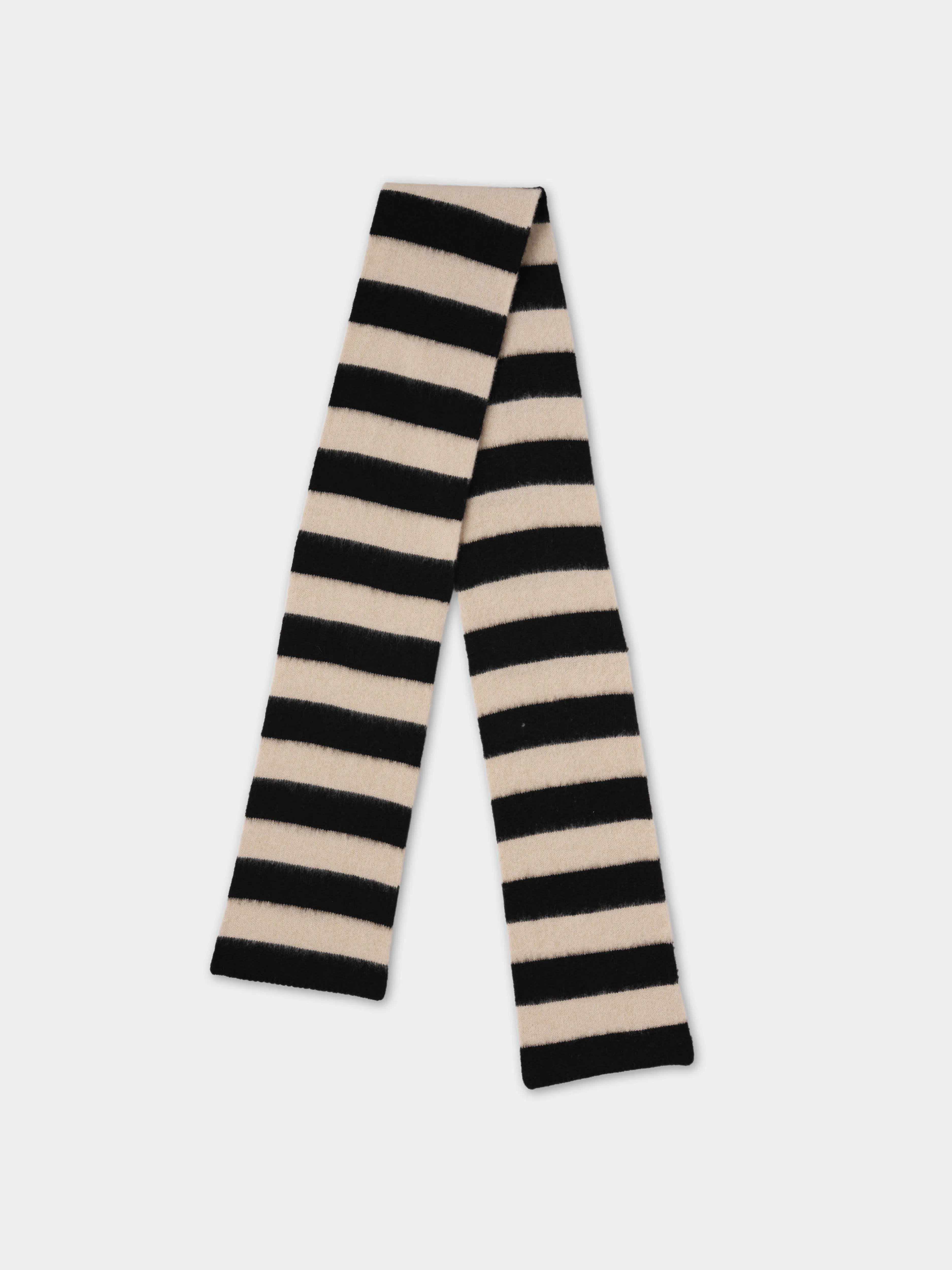 BRUSHED STRIPE SCARF BLACK & OATMEAL sold by Jo Gordon