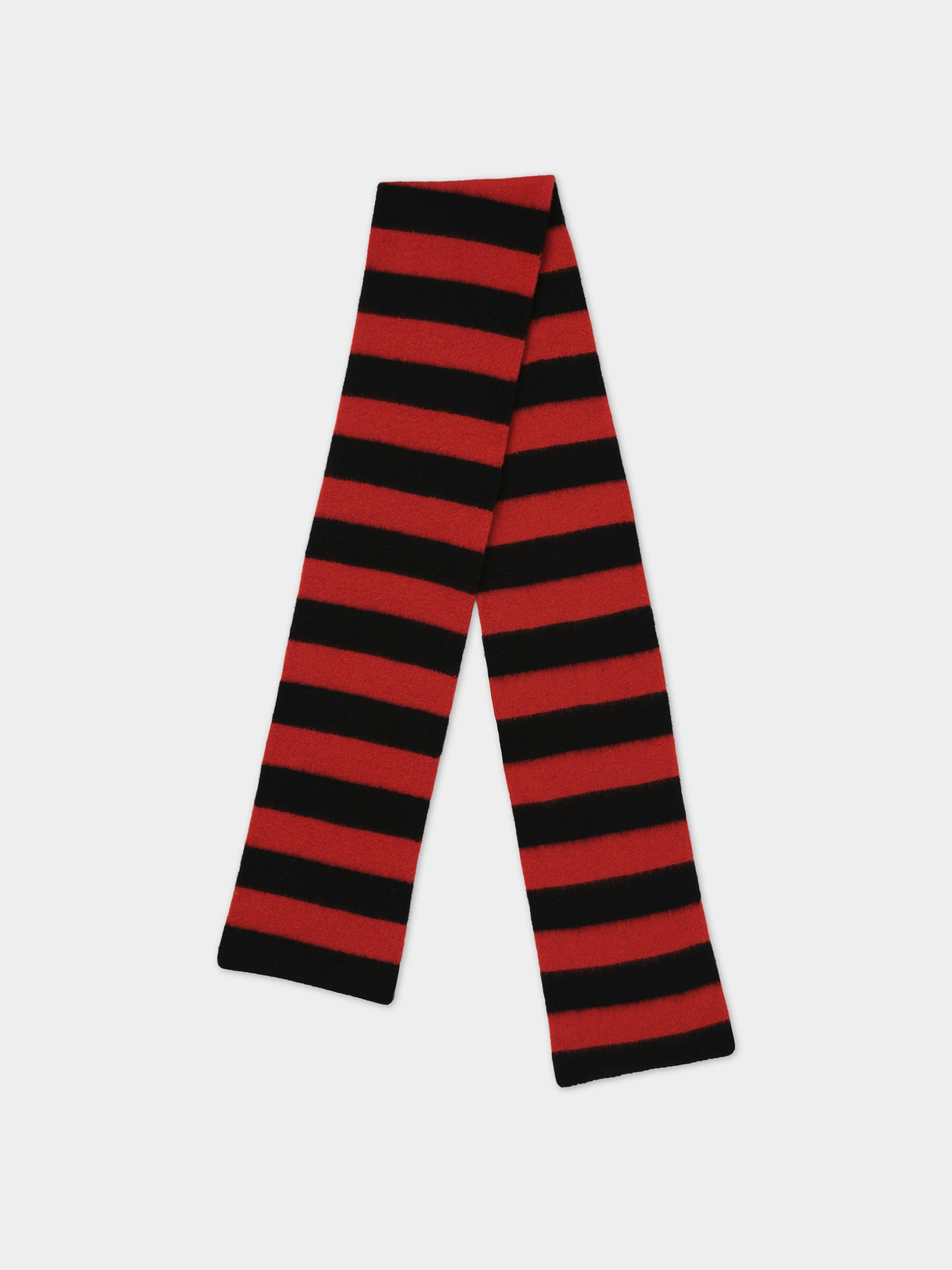BRUSHED STRIPE SCARF BLACK & RED DULSE sold by Jo Gordon