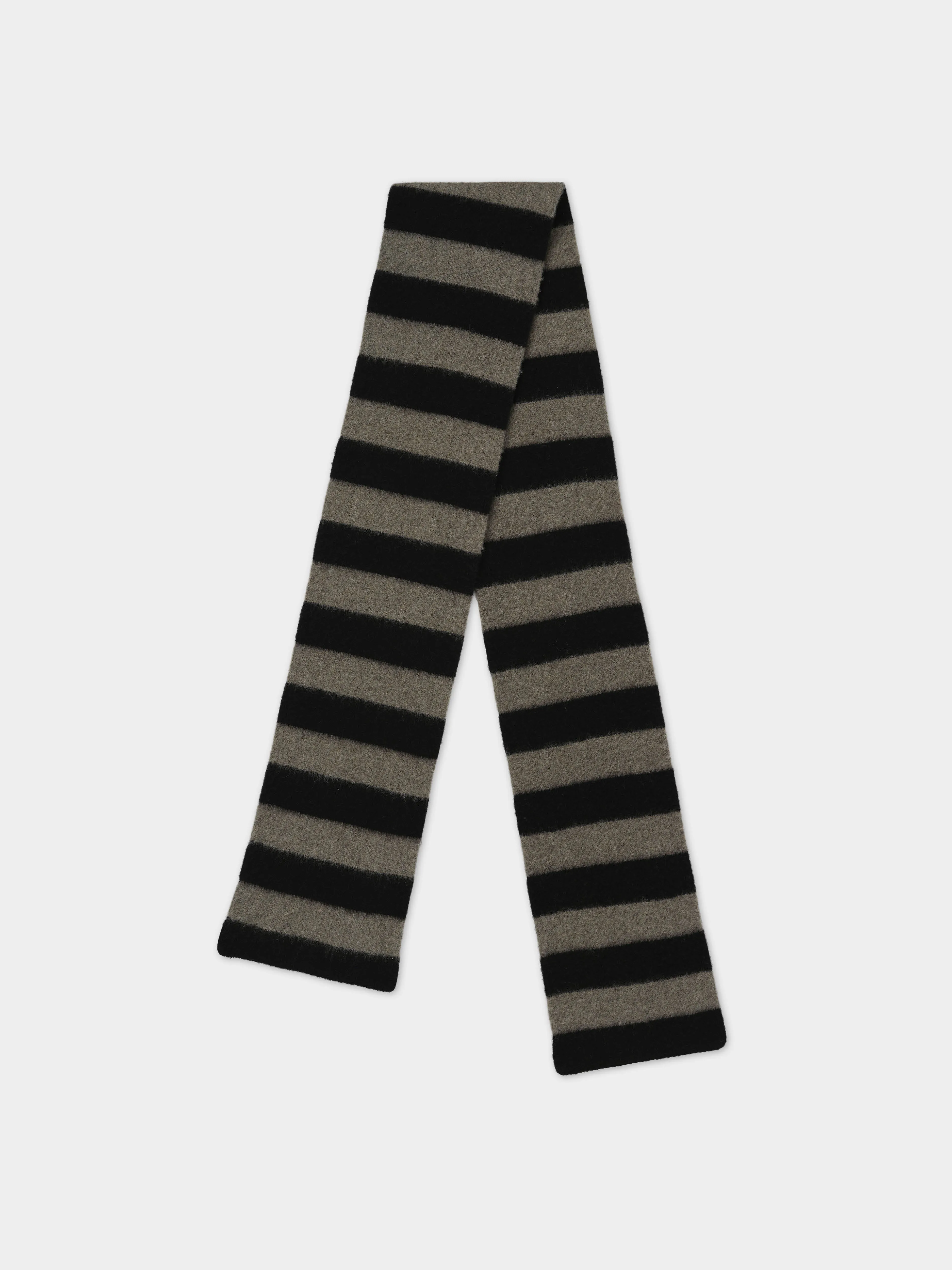 BRUSHED STRIPE SCARF BLACK & MOSS sold by Jo Gordon
