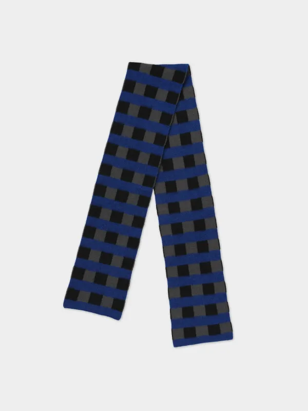 BRUSHED CHECK AND STRIPE SCARF DRILL GREY & BLACK, NIGHTSKY STRIPE sold by Jo Gordon
