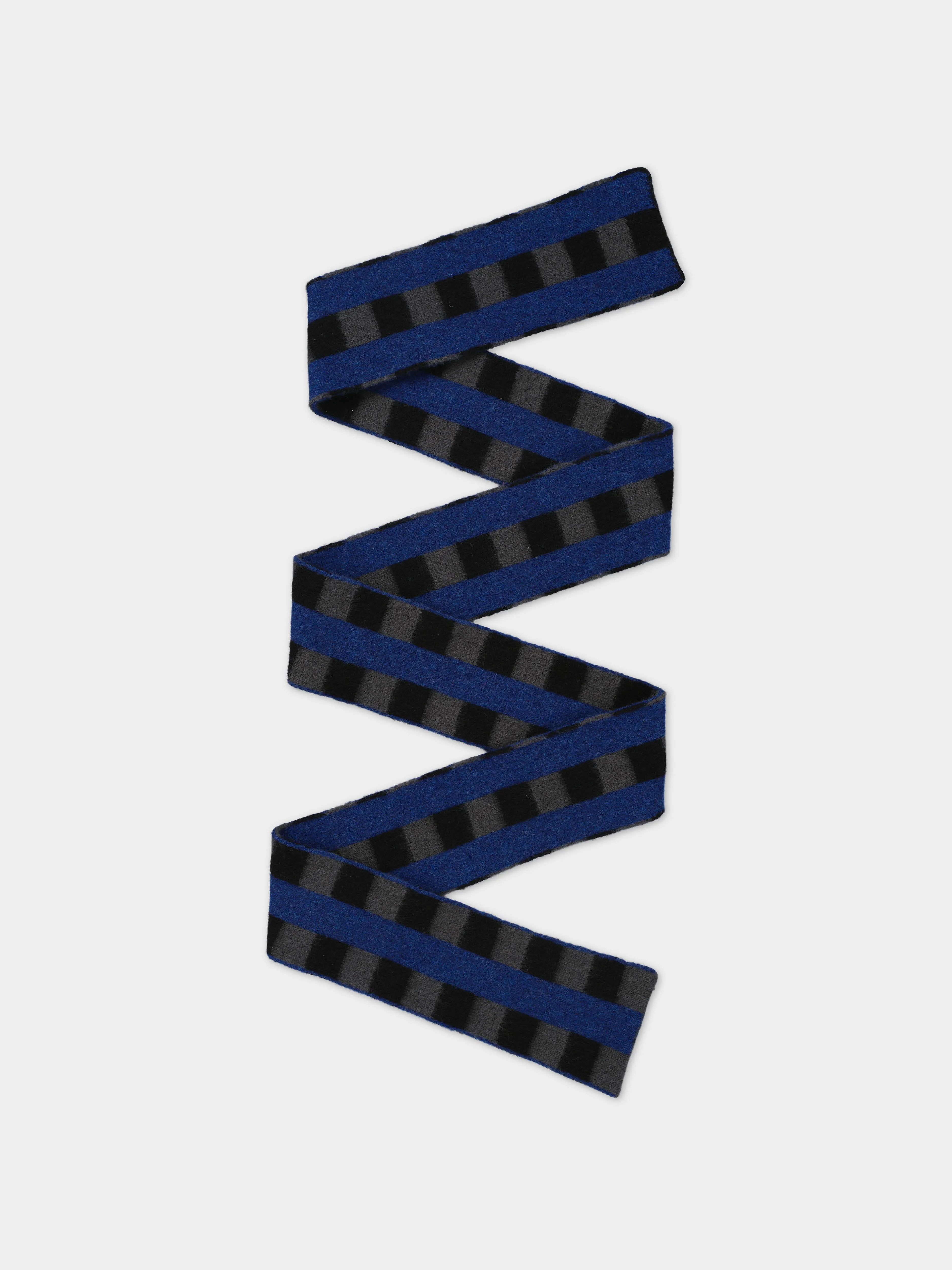 LONG CHECK AND STRIPE BRUSHED SCARF DRILL GREY & BLACK, NIGHTSKY STRIPE sold by Jo Gordon