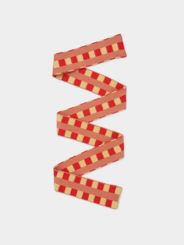 LONG CHECK AND STRIPE BRUSHED SCARF POPPY & ACACIA, PLASTER STRIPE sold by Jo Gordon