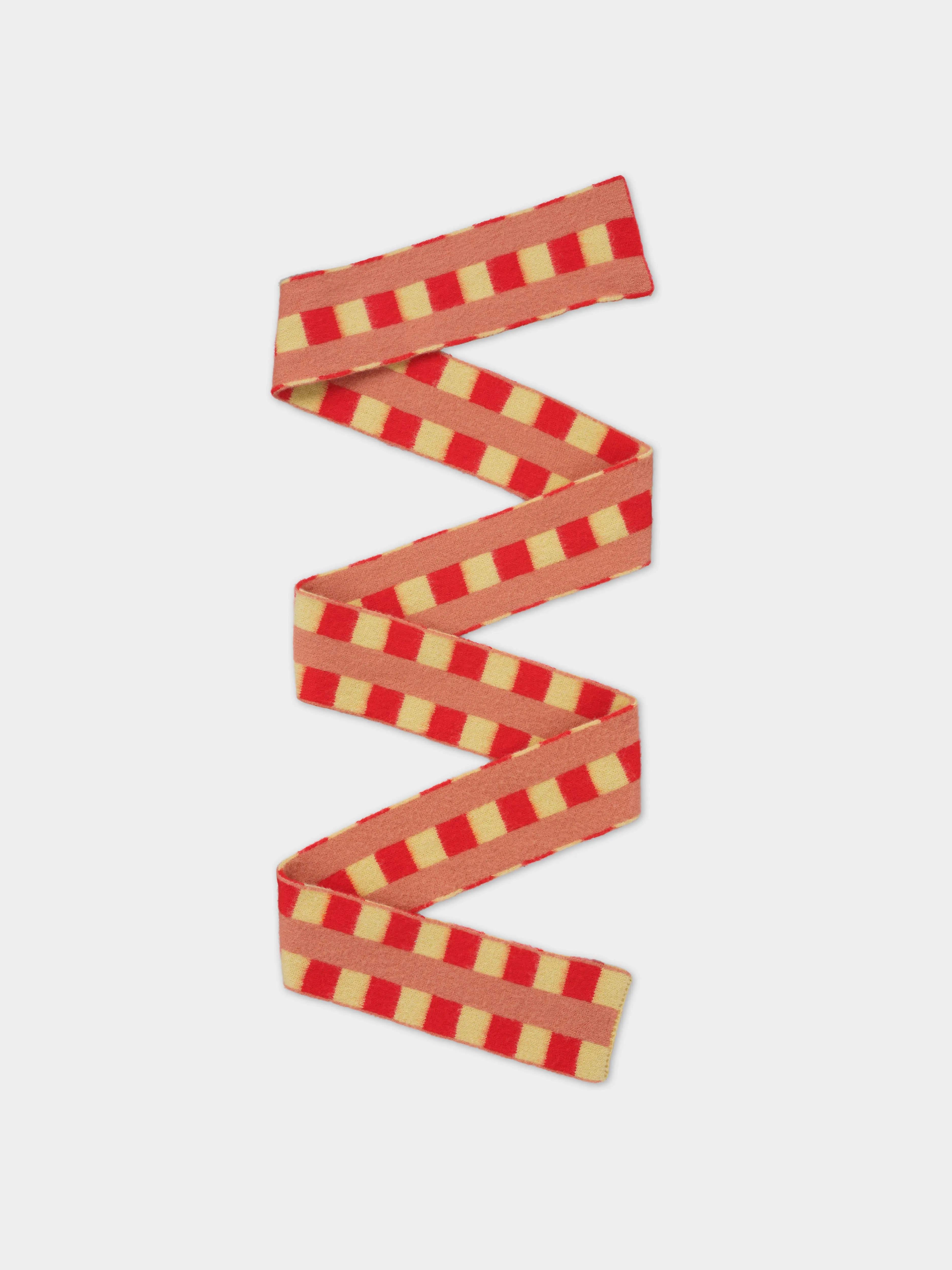 LONG CHECK AND STRIPE BRUSHED SCARF POPPY & ACACIA, PLASTER STRIPE sold by Jo Gordon