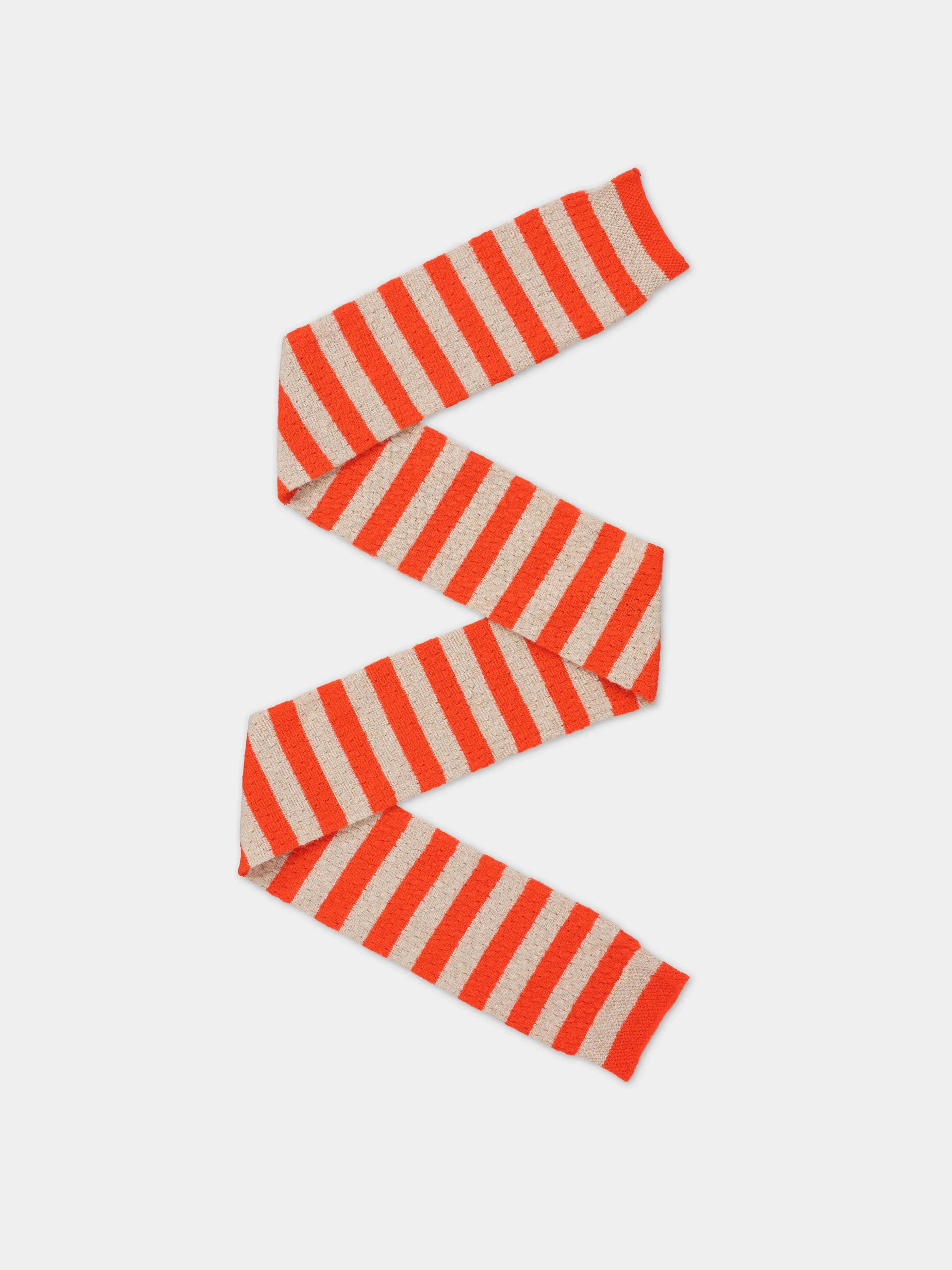 SMALL POINTELLE STRIPE SCARF ORANGE GLOSS & OATMEAL sold by Jo Gordon