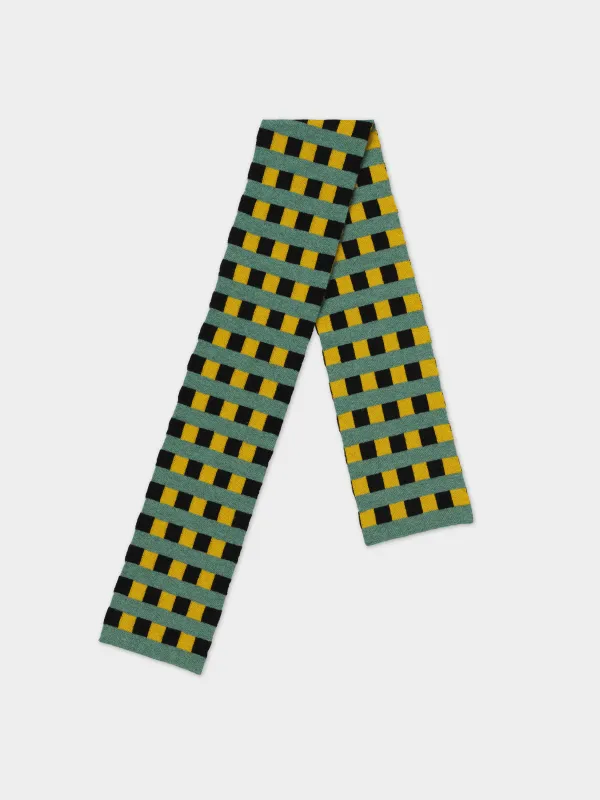 SMALL CHECK & STRIPE SCARF TURMERIC & BLACK, STRATH STRIPE sold by Jo Gordon