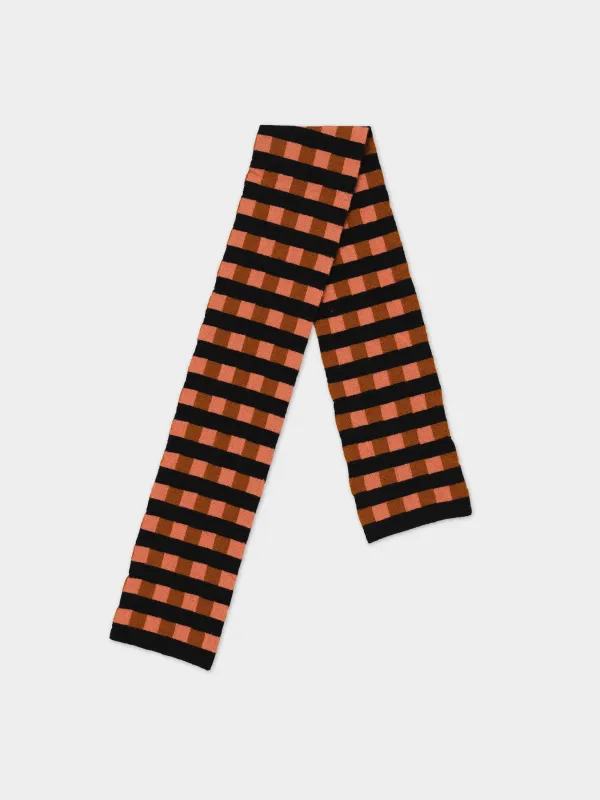 SMALL CHECK & STRIPE SCARF PLASTER & CUMIN, BLACK STRIPE sold by Jo Gordon