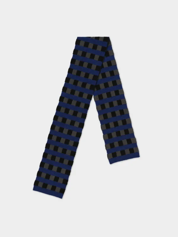 SMALL CHECK & STRIPE SCARF DRILLGREY & BLACK, NIGHTSKY STRIPE sold by Jo Gordon