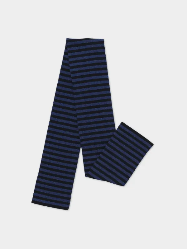 SMOOTH NARROW STRIPE SCARF NERO NAVY & NIGHTSKY sold by Jo Gordon