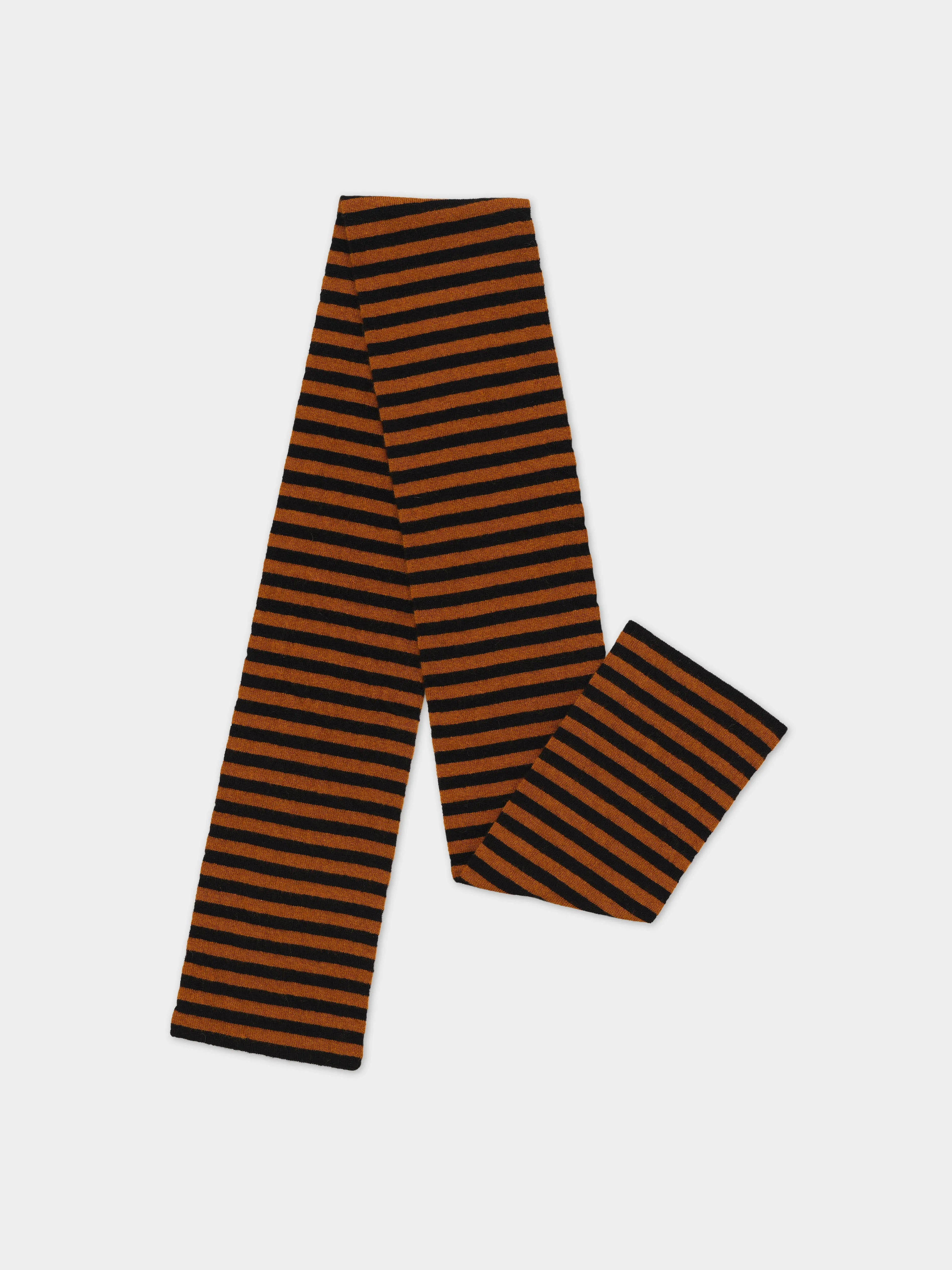 SMOOTH NARROW STRIPE SCARF BLACK & CUMIN sold by Jo Gordon