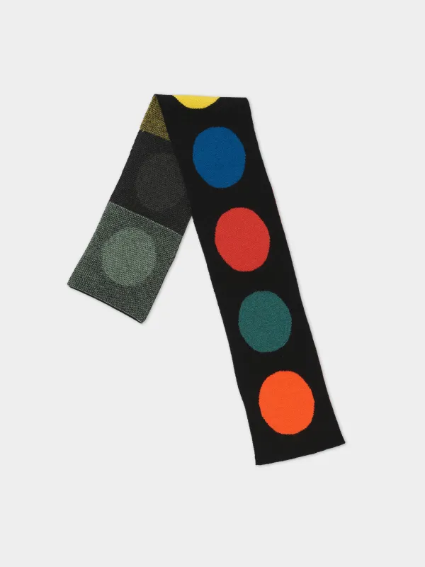 SMALL MULTICOLOUR SPOT SCARF BLACK sold by Jo Gordon