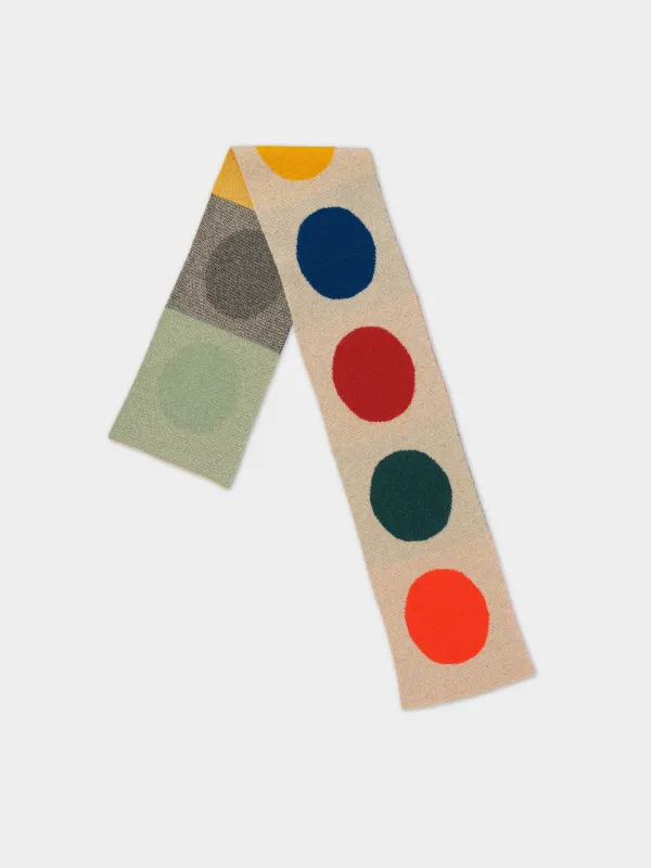 SMALL MULTICOLOUR SPOT SCARF OATMEAL sold by Jo Gordon