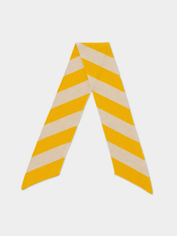 SMALL DIAGONAL STRIPE SCARF GOLDEN EYE & OATMEAL sold by Jo Gordon