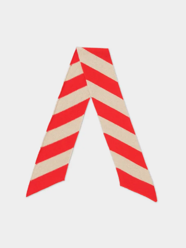 SMALL DIAGONAL STRIPE SCARF POPPY & OATMEAL sold by Jo Gordon