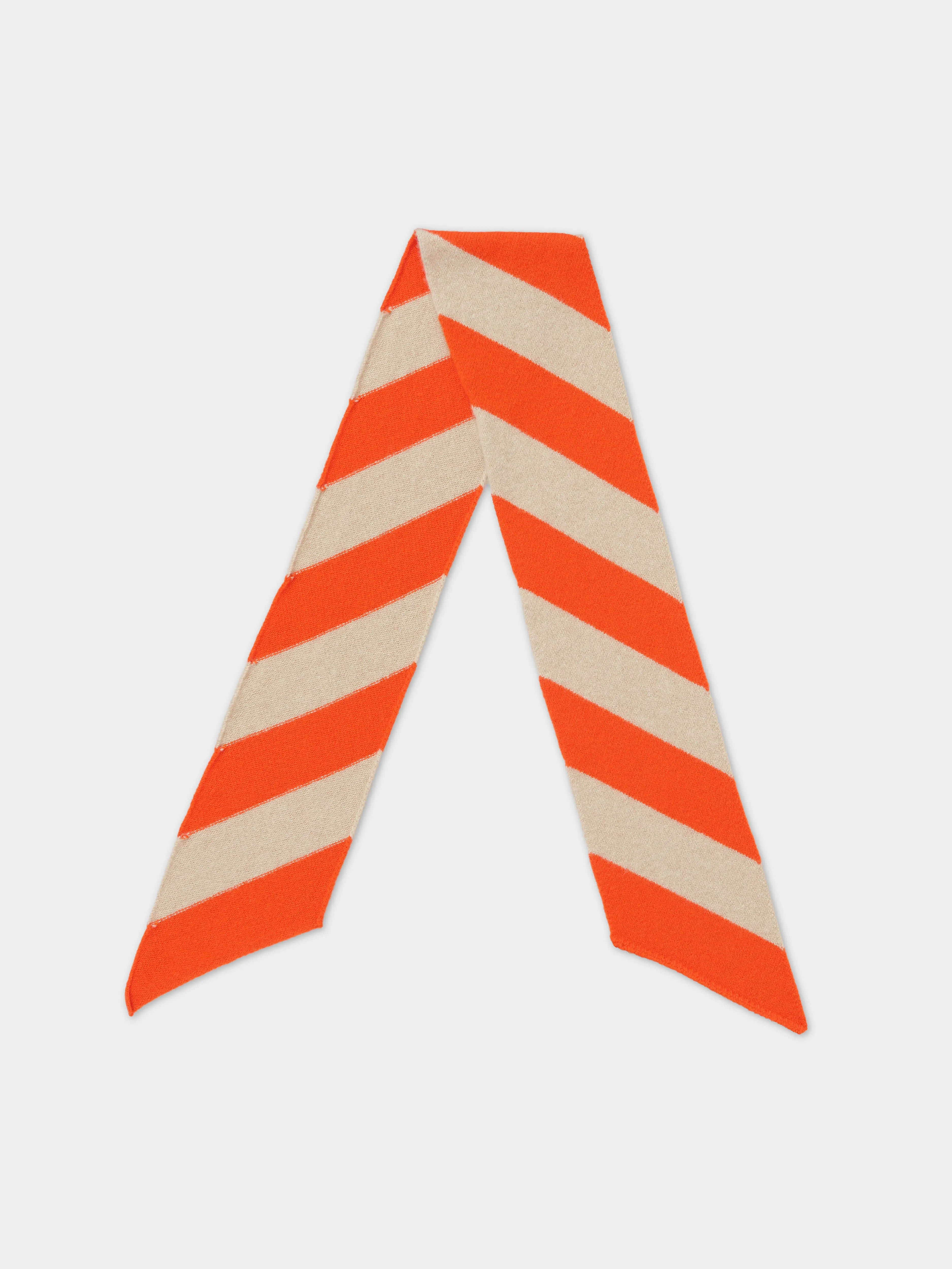 SMALL DIAGONAL STRIPE SCARF ORANGE GLOSS & OATMEAL sold by Jo Gordon